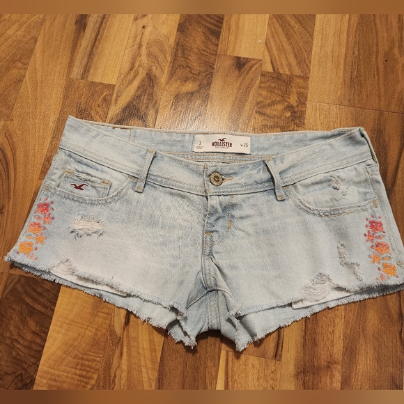 2/$20 Hollister jeans shorts with embroidered flowers - Picture 2 of 8